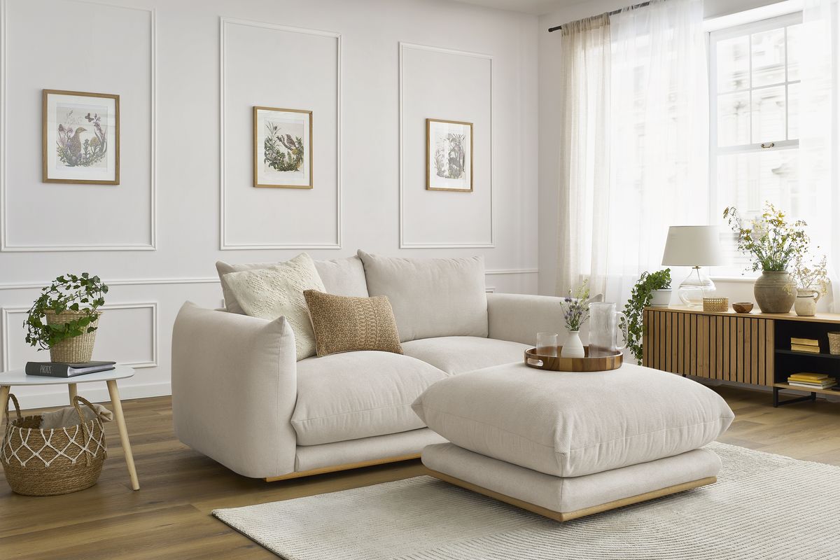 Canapé droit fixe 2 places ERNEST avec pouf