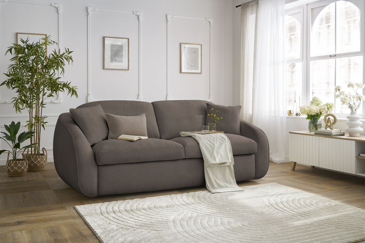 Canapé droit convertible CEZANNE ouverture express tissu lisse