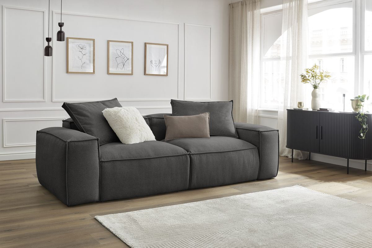 Canapé droit fixe ultra moelleux 3 places BOHEME tissu chiné