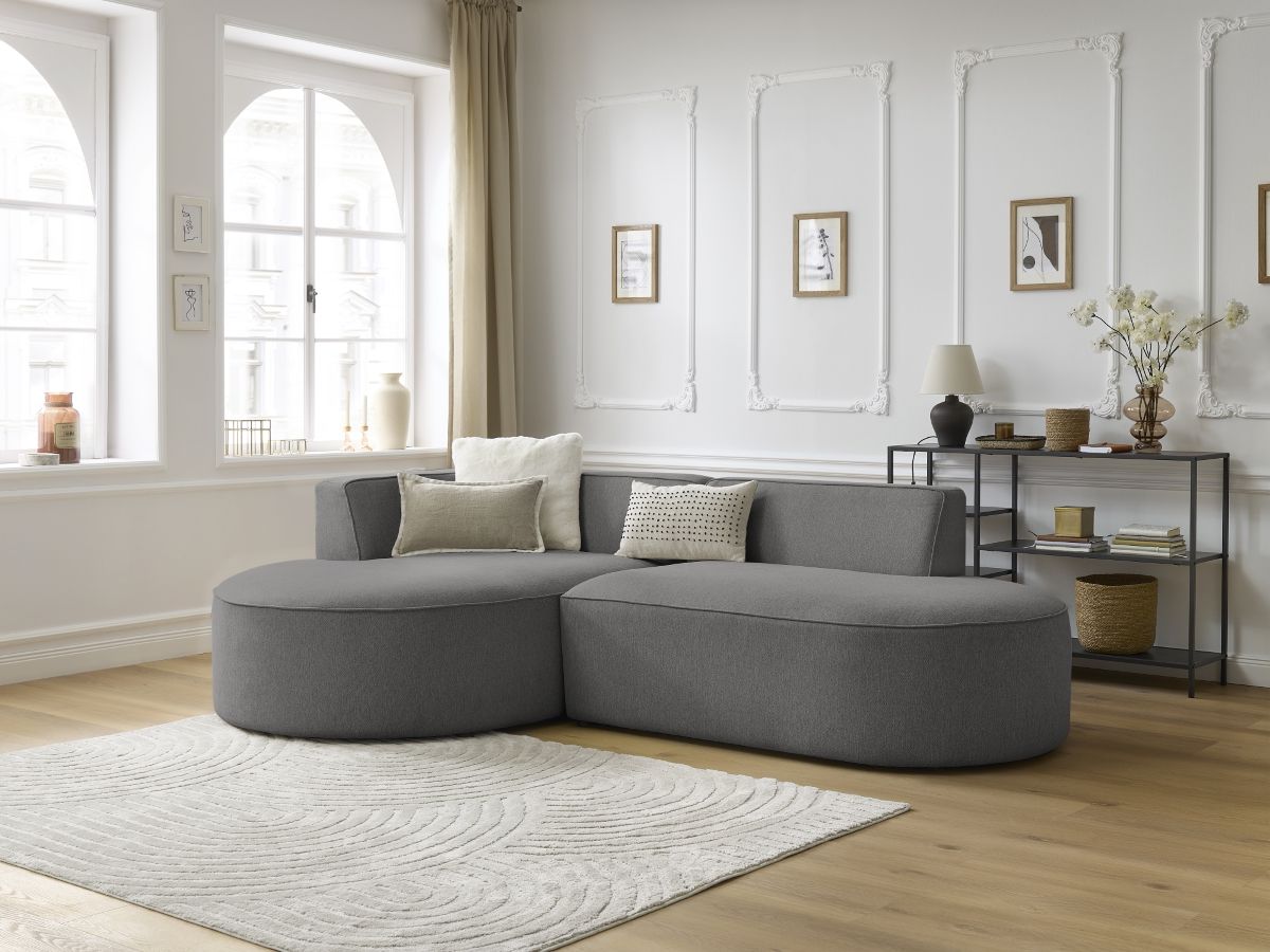 ROUSSEAU vaste hoekbank in gem?leerde stof