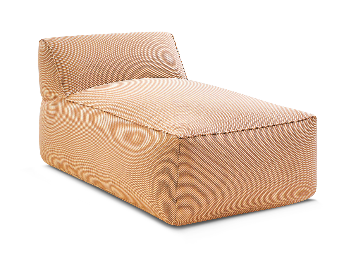 Chaise longue zonder armleuningen voor de modulaire tuinbank RIVIERA in gem?leerde stof
