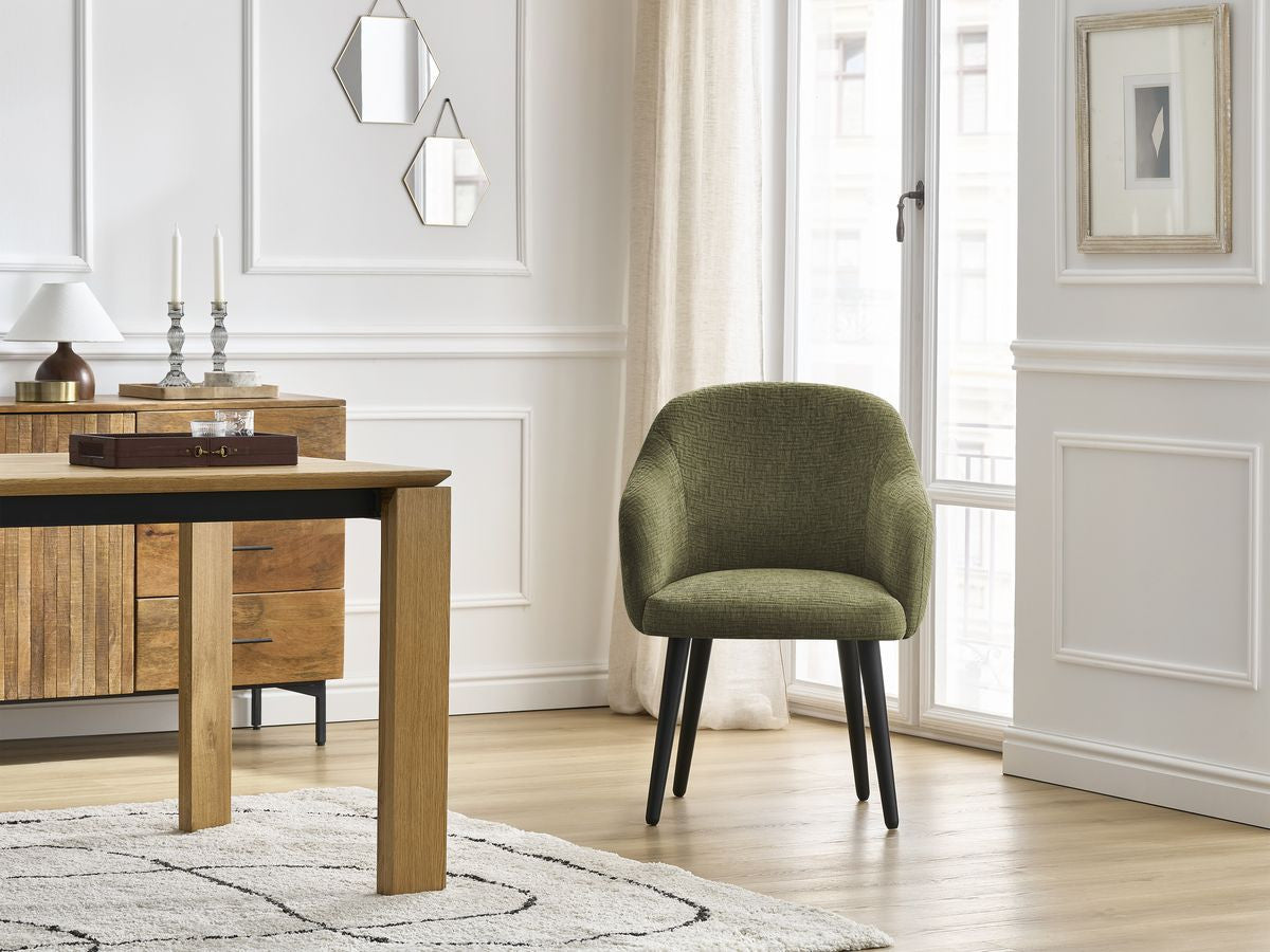 Lot de chaises SOPHIE tissu texturé et pieds scandinaves noirs
