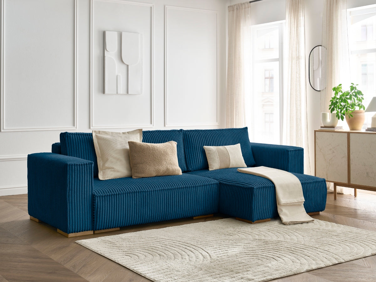 Canapé d'angle réversible convertible coffre CHELSEA gros côtelé doux