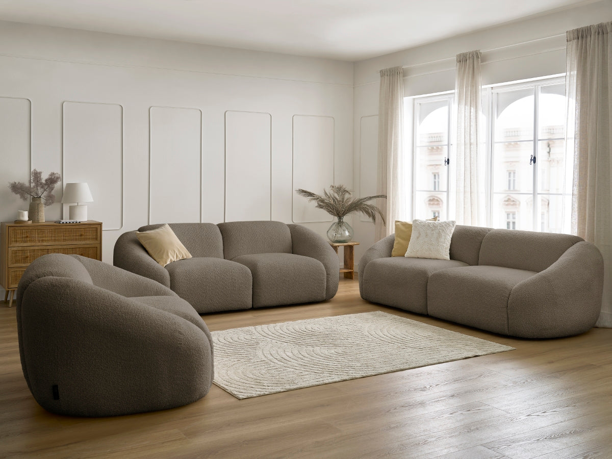 Vaste rechte bankset 3 + 2 zitplaatsen + TINA fauteuil in badstof