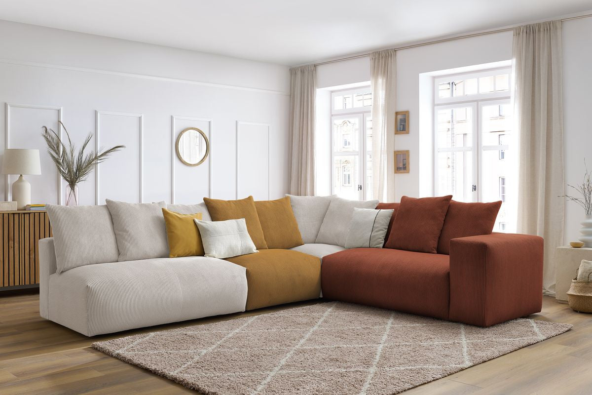 VOLTAIRE modulaire vaste hoekbank met 2 tweezitsfauteuils, 1 hoek- en 1 enkele fauteuil