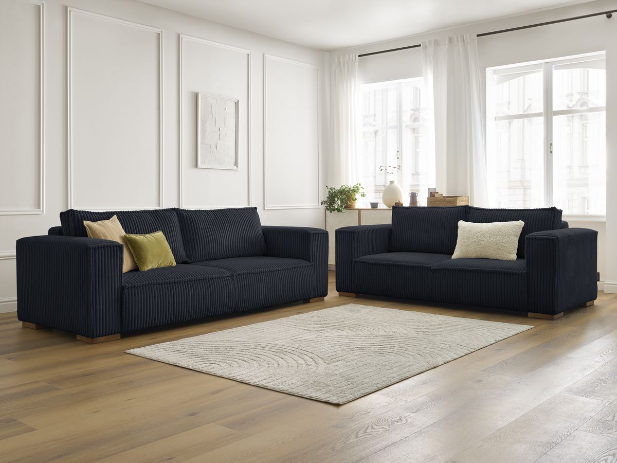 Ensemble canapé droit fixe 3 + 2 places CHELSEA gros côtelé doux