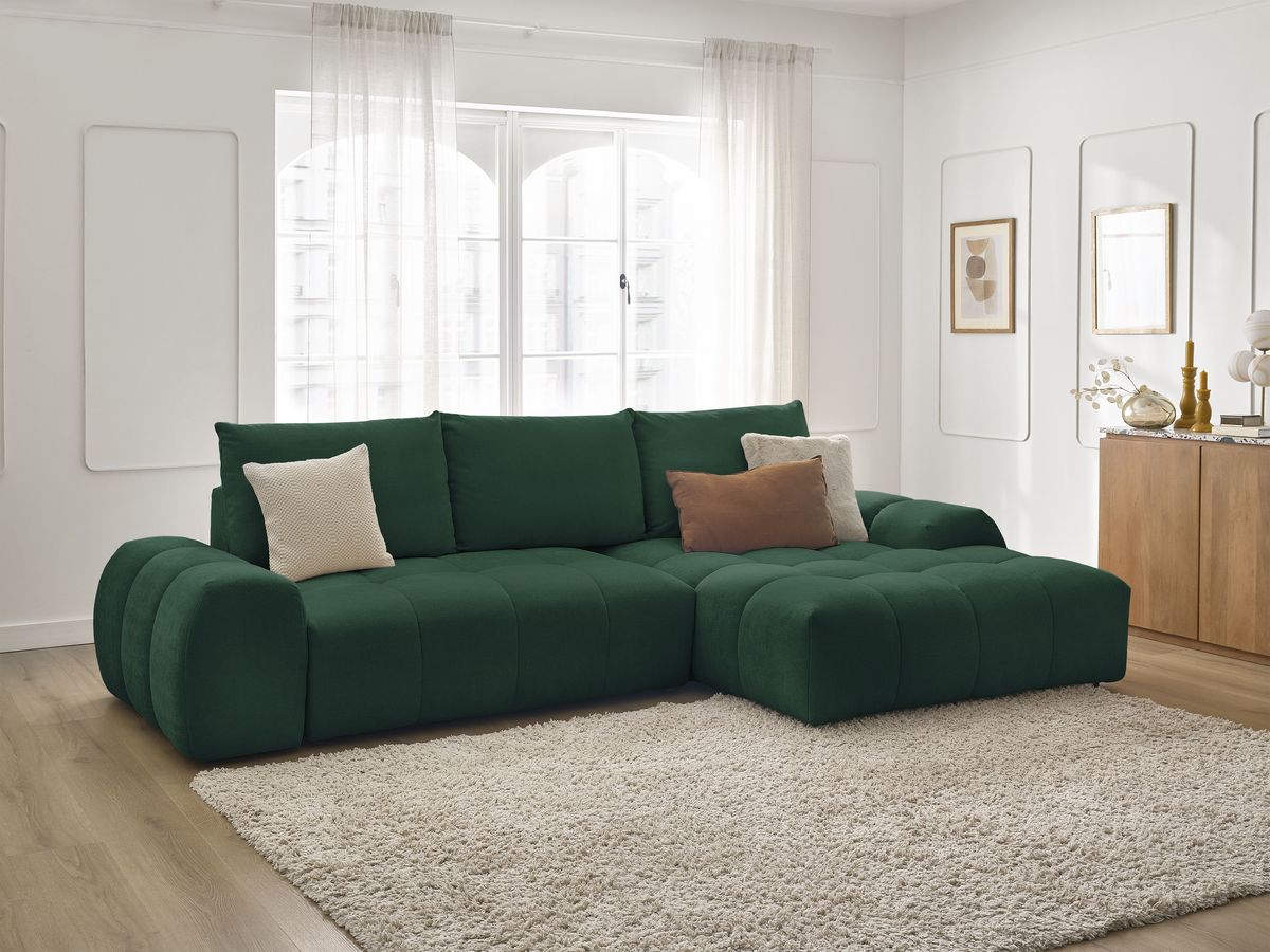 Canapé d'angle convertible coffre EVEREST tissu texturé