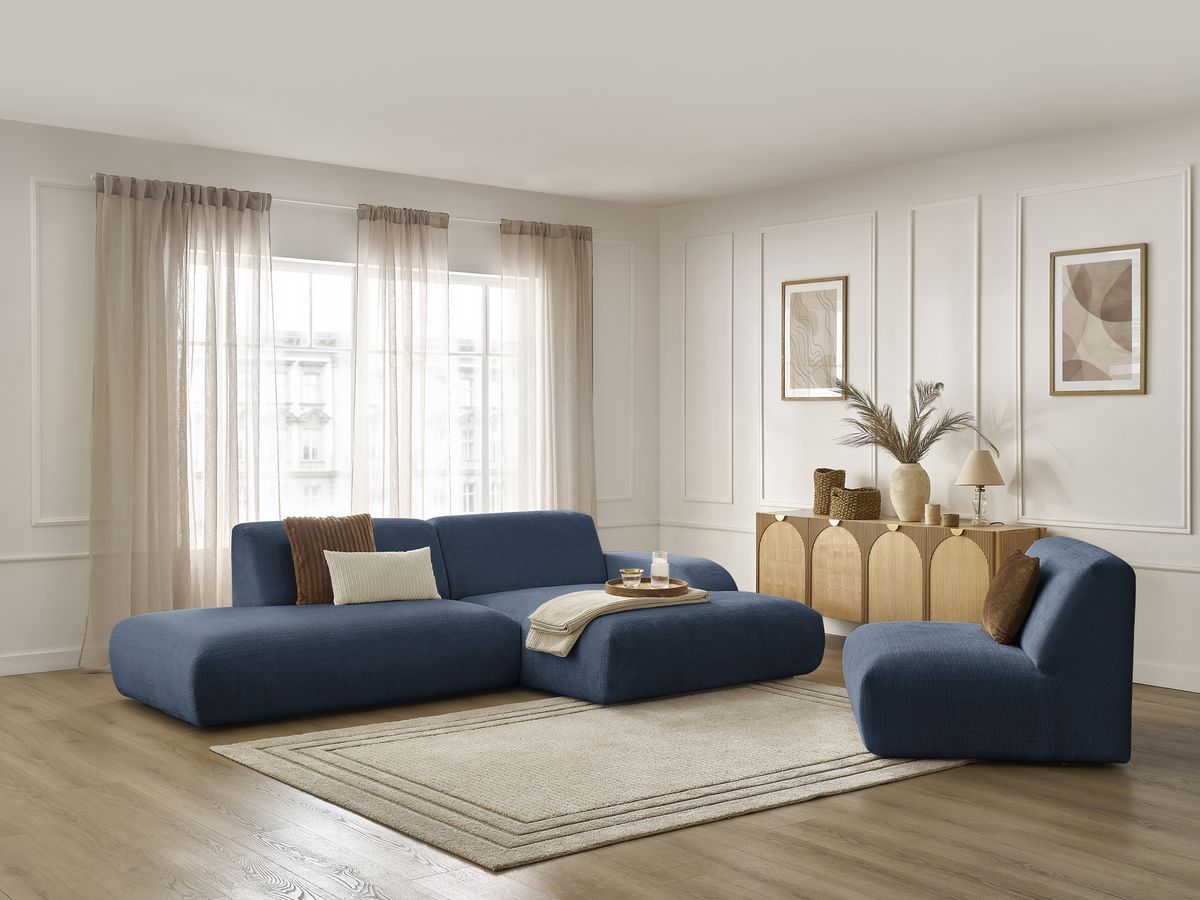 SIRIUS modulaire vaste hoekbank in structuurstof met 1 fauteuil