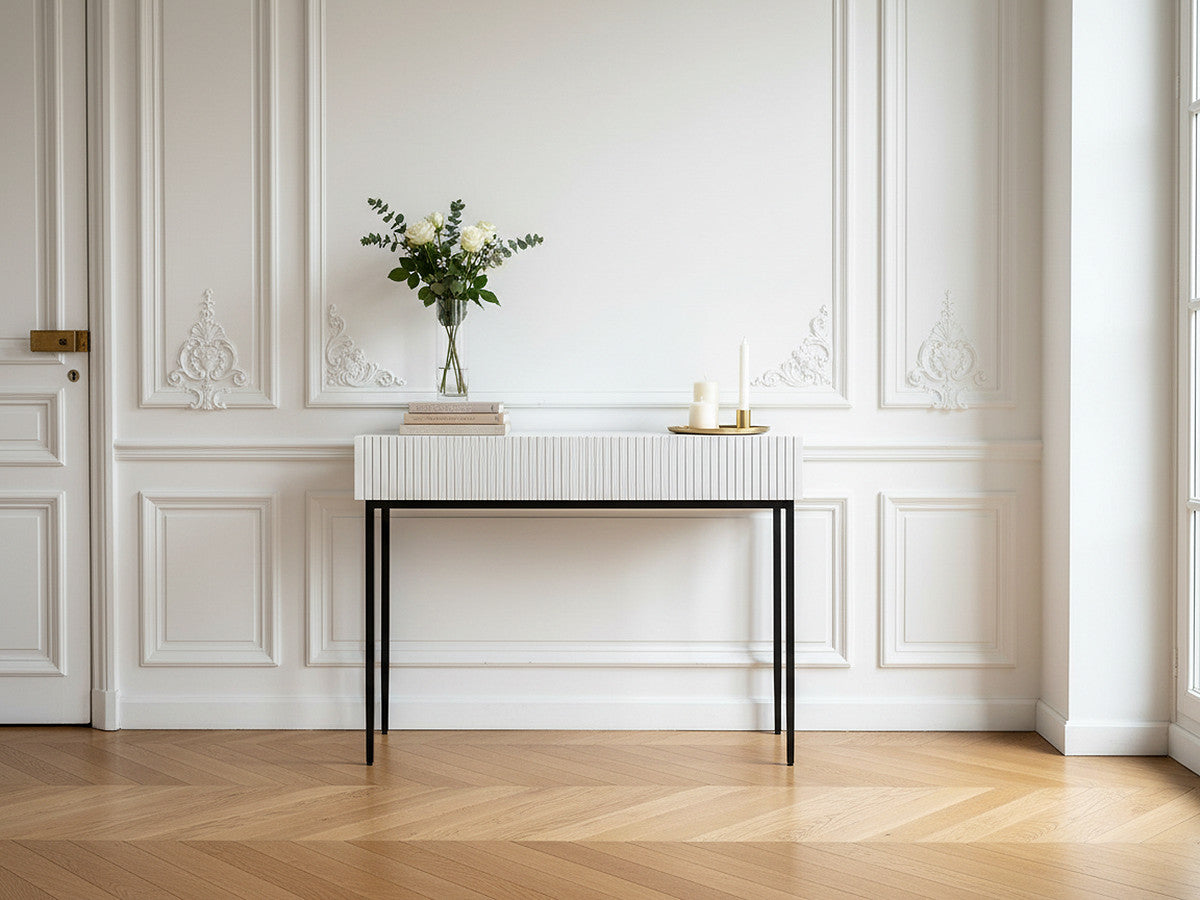 Console 2 tiroirs KASHA pieds noirs