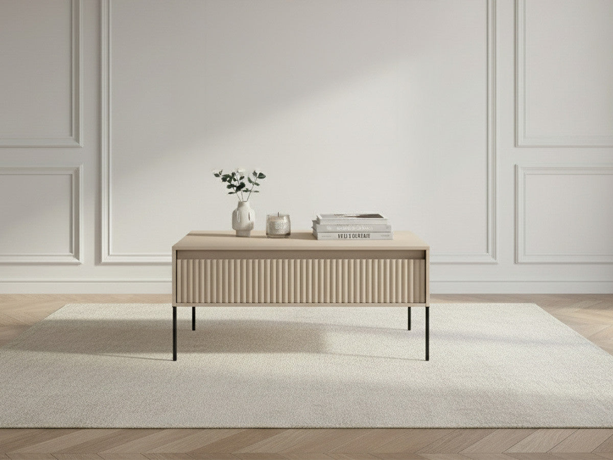Table basse 1 porte 100 cm LENARA avec tasseaux