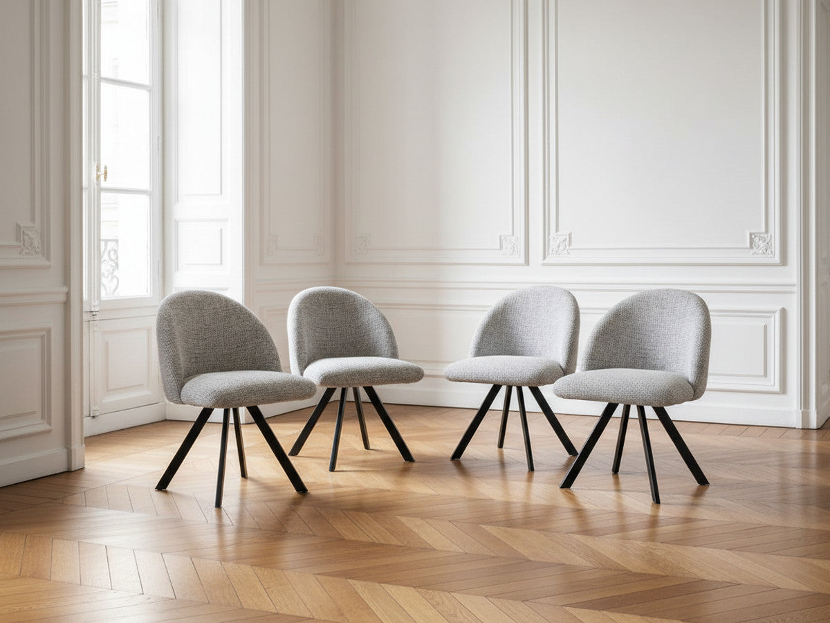 Lot de chaises LALIE tissu chiné et pieds étoile