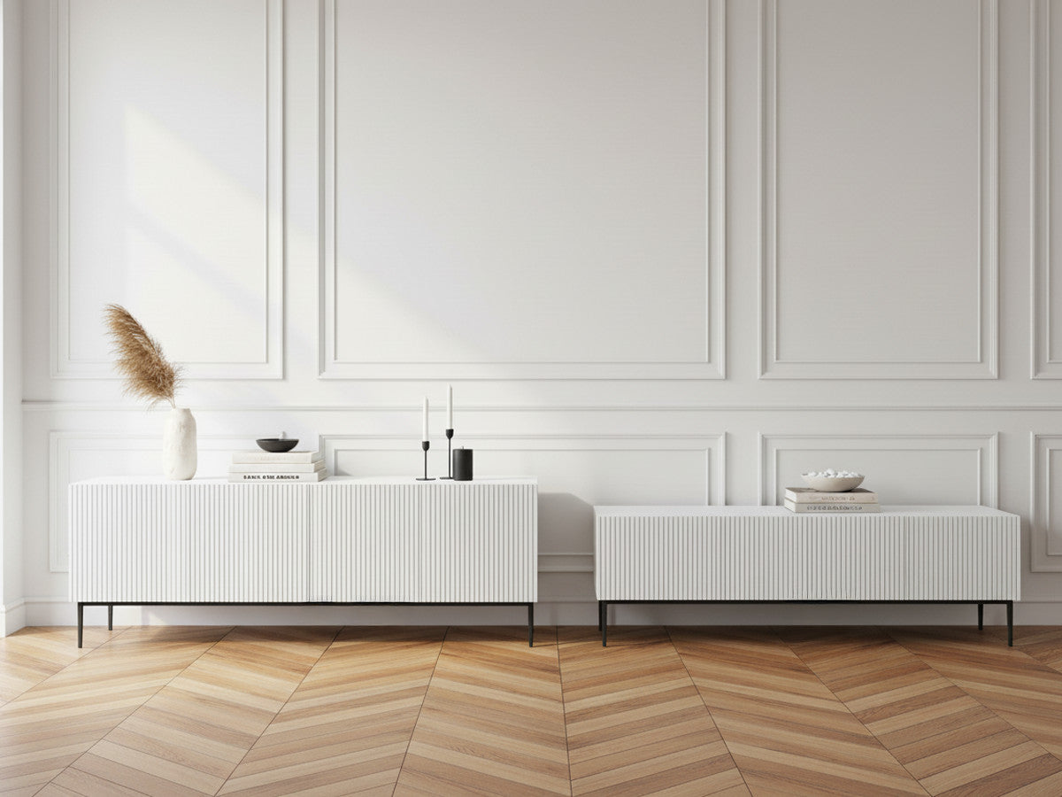 KASHA set met 200 cm tv-meubel + 200 cm 4-deurs dressoir met zwarte poten