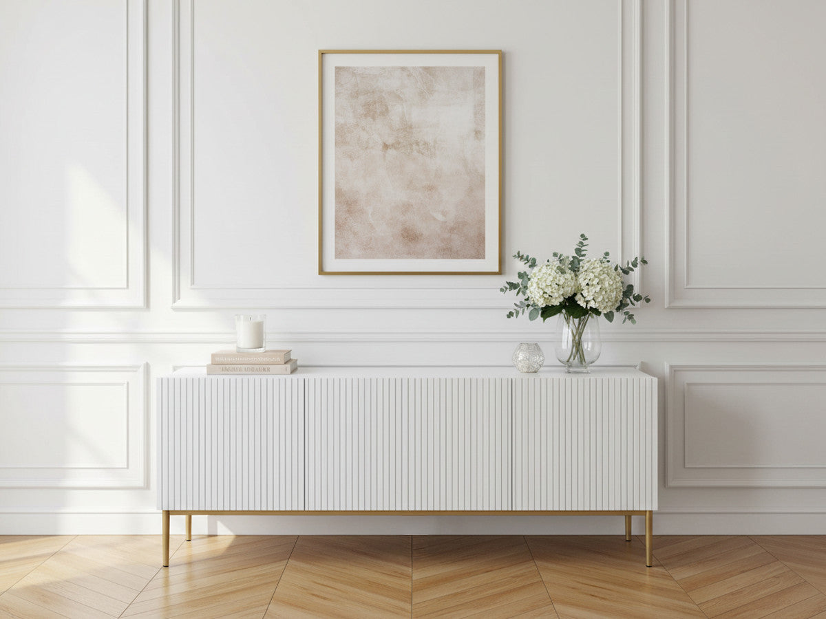 Meuble TV 150 cm KASHA Pieds or