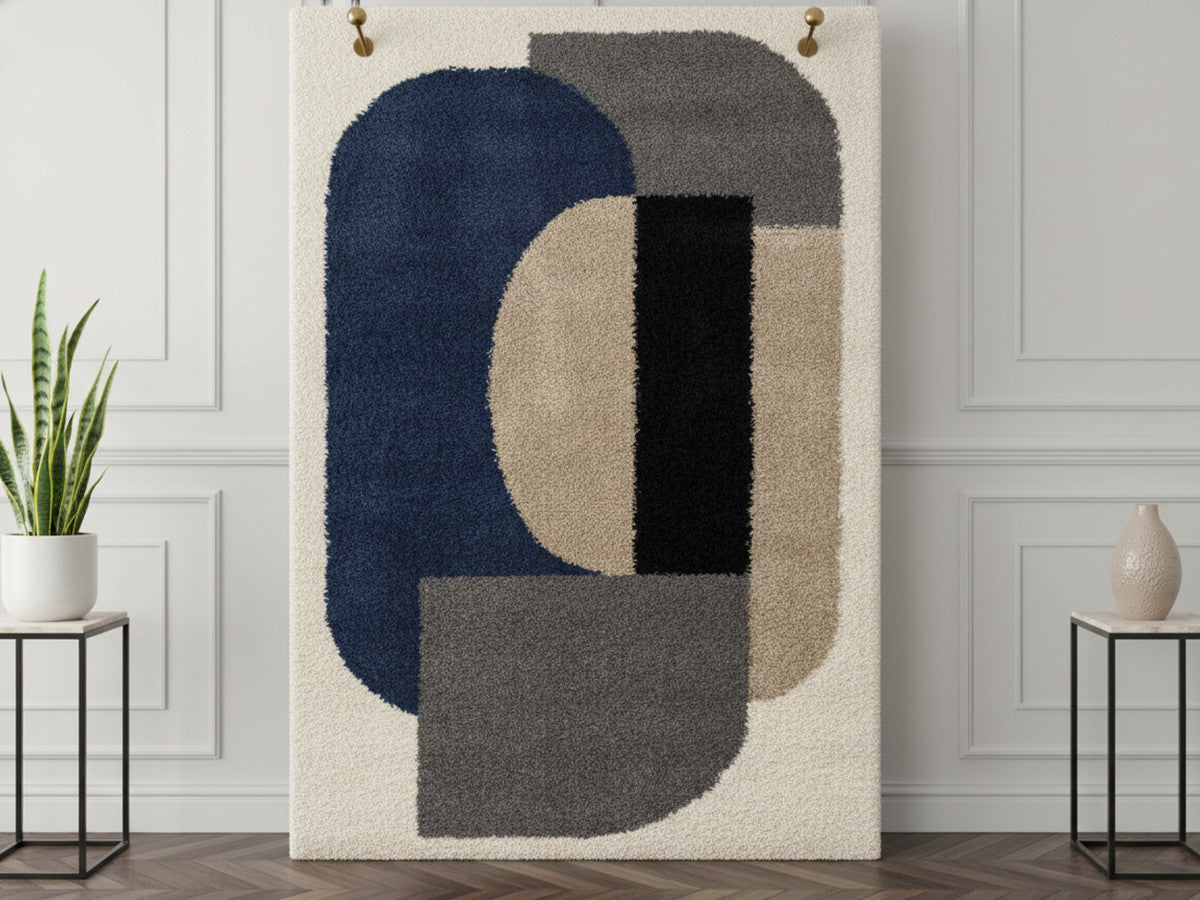 Tapis shaggy EZIO motif abstrait