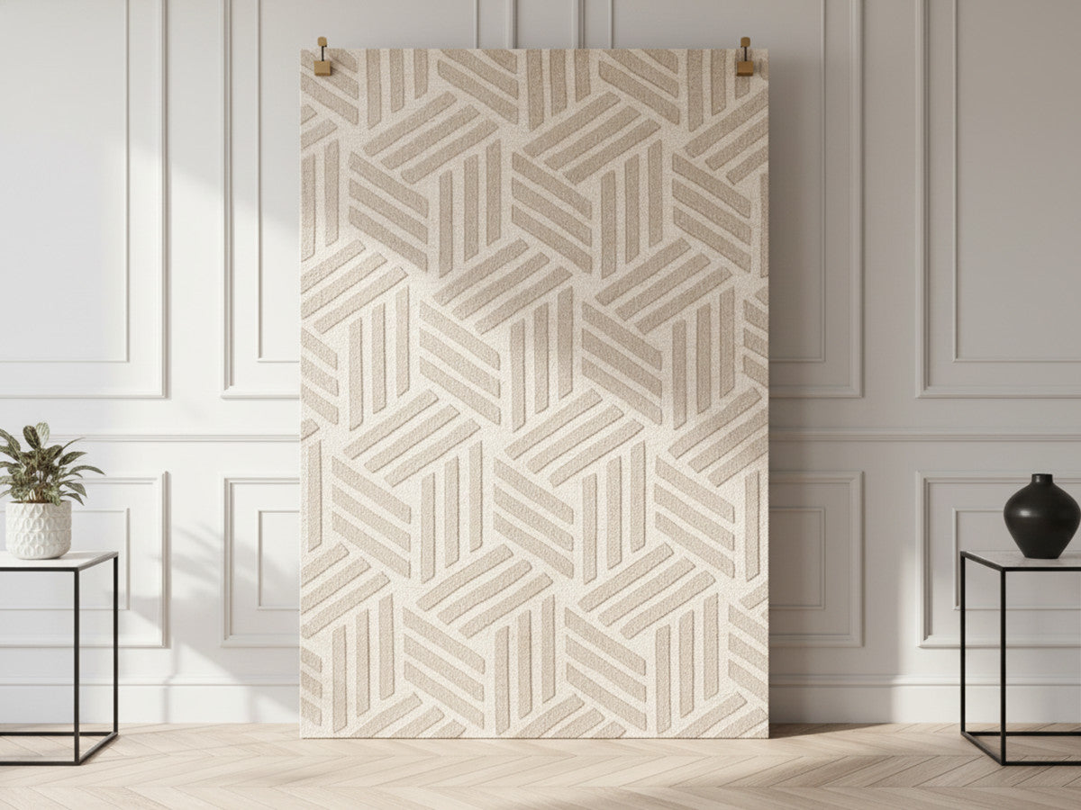 Tapis poils ras OSTARA motif géometrique