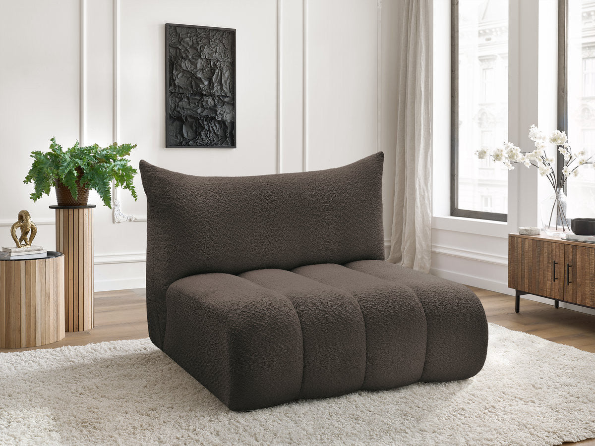 Chauffeuse 2 places sans accoudoir pour canapé modulable AZRA tissu bouclette