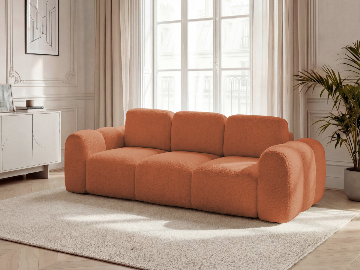 Canapé droit convertible coffre 3 places MONTAIGNE tissu bouclette