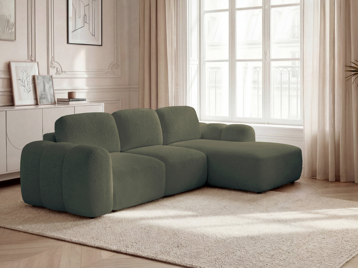 Canapé d'angle convertible coffre MONTAIGNE tissu bouclette