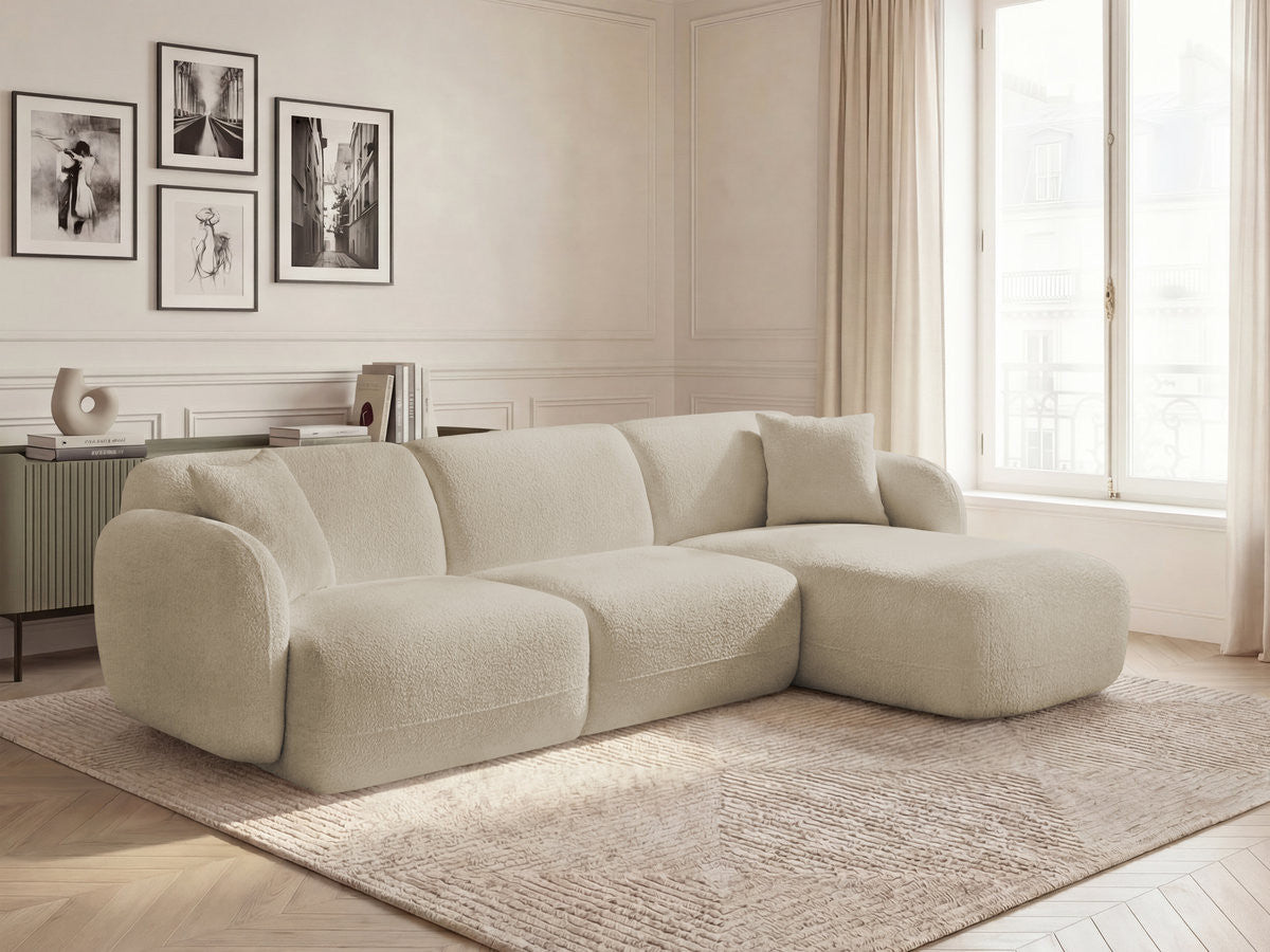 Canapé d'angle fixe modulable ANDA tissu chenille