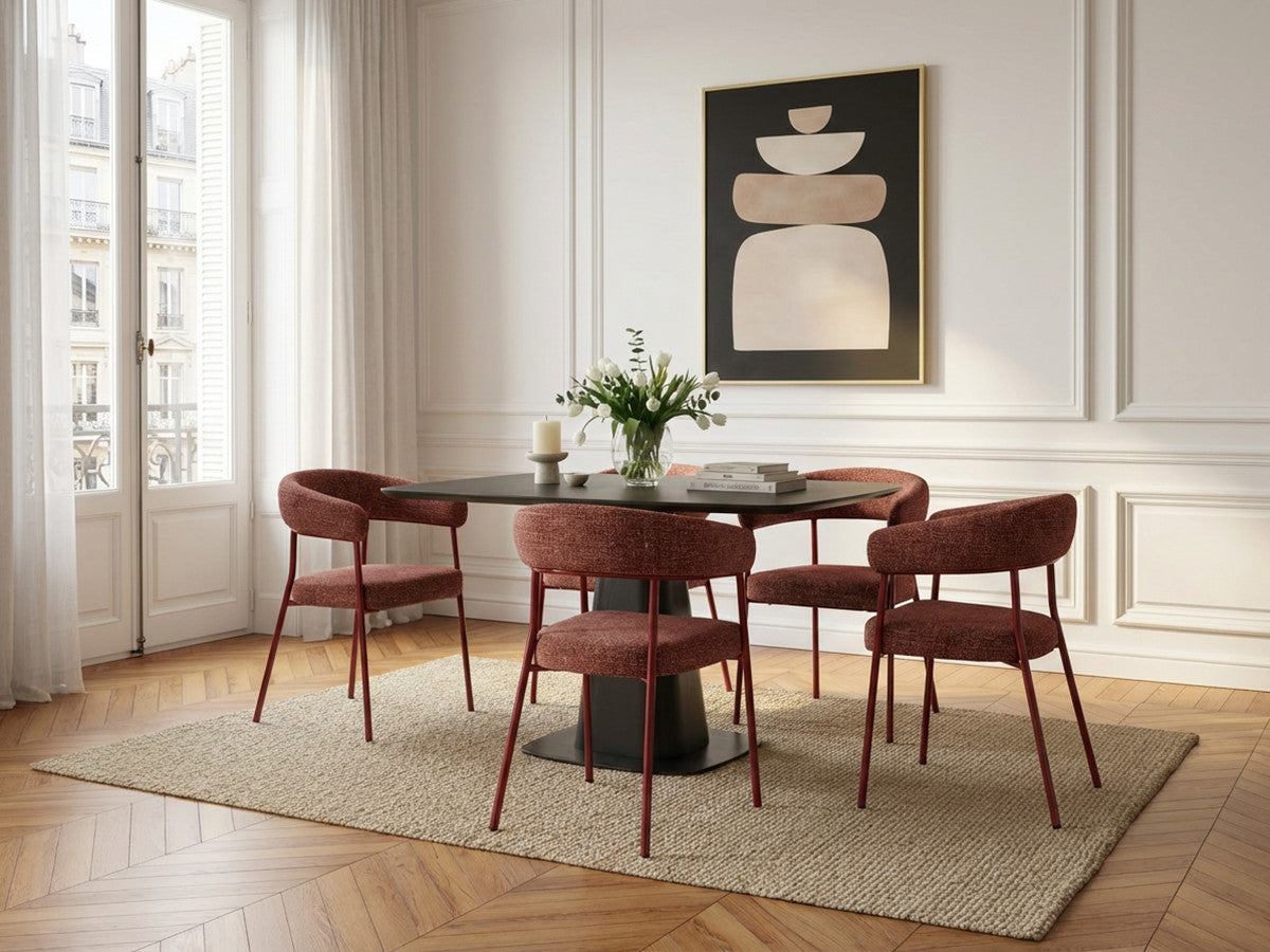 NOA eethoek met vierkante tafel van 120 cm + 4 ROSA stoelen