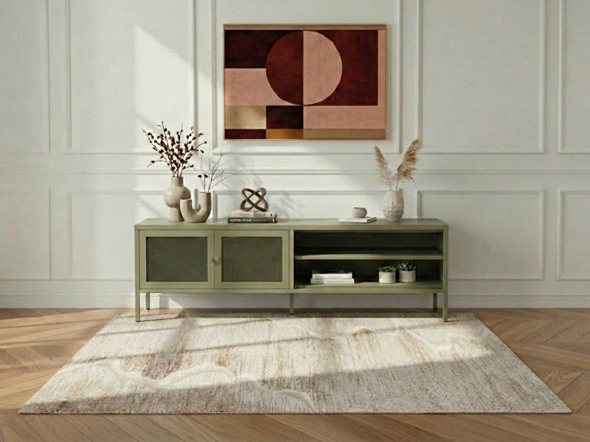 Meuble TV 2 portes 2 niches 160 cm CLARA métal édition limitée