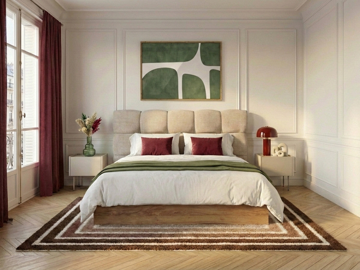 Lit coffre KUMO tissu texturé