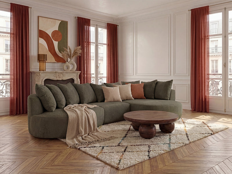 CALYPSO hoekbank met vaste hoek in bouclé-stof