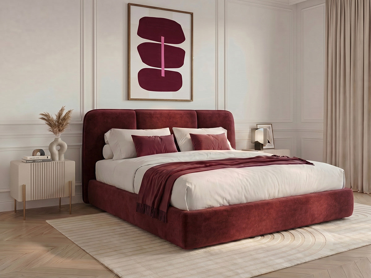 Elektrisch bed met opbergruimte MOONA in glad fluweel