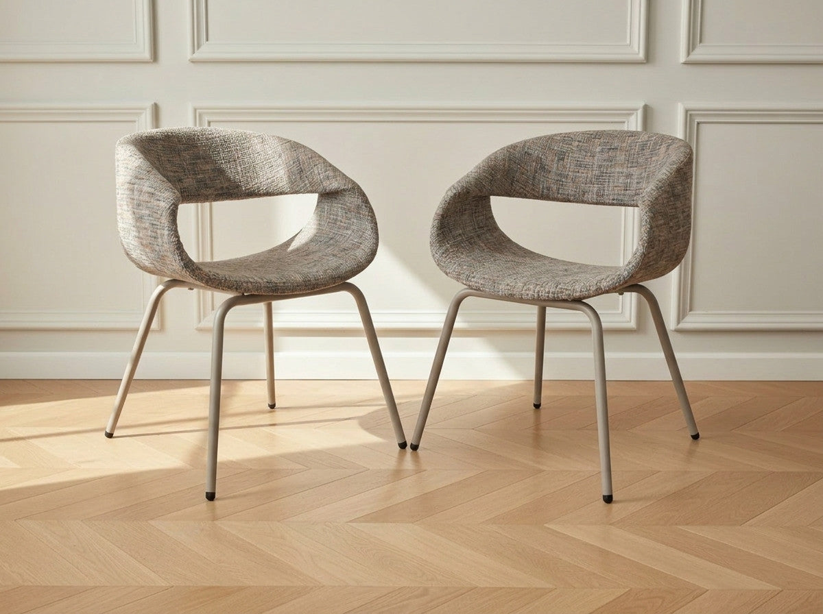 Lot de chaises ISABELLE tissu texturé pieds beige