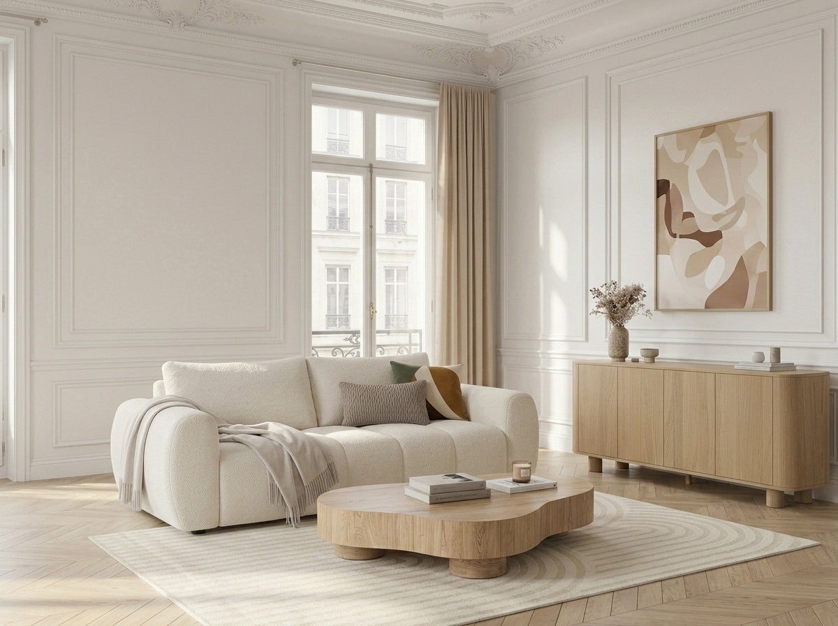 Canapé droit convertible ouverture express 3 places FUJI  tissu lisse