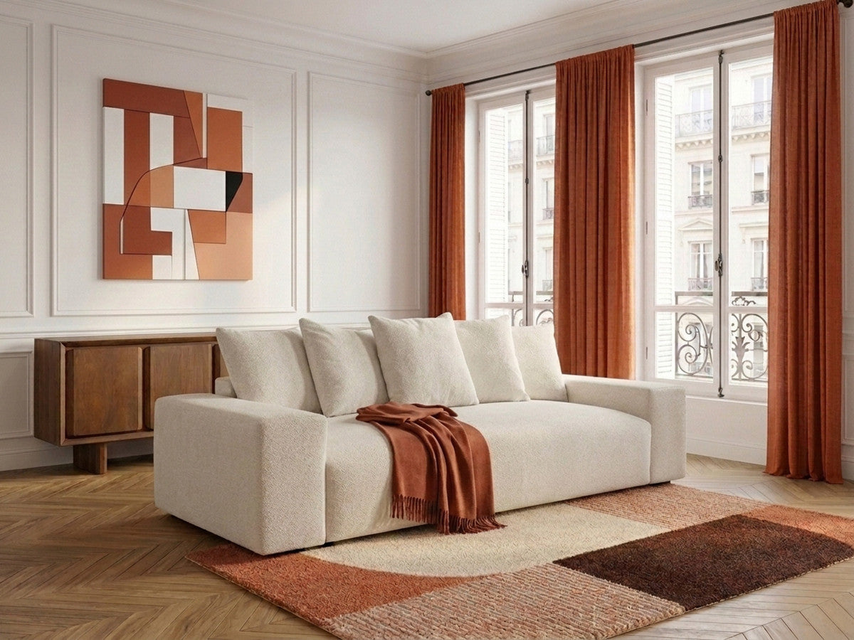 Canapé droit fixe 3 places VOLTAIRE tissu chiné