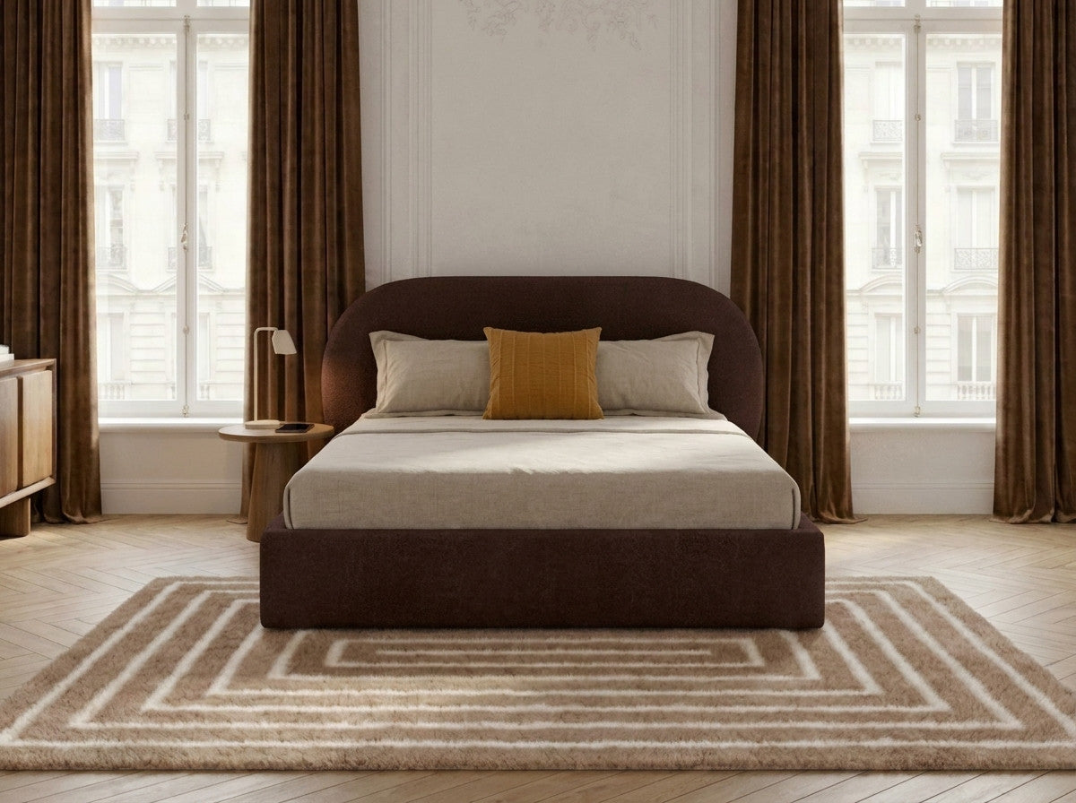 Opbergbed SELIN van bouclé stof