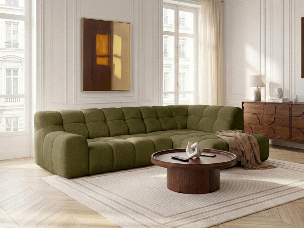 Canapé d'angle L convertible avance-recule électrique ANDRE tissu texturé