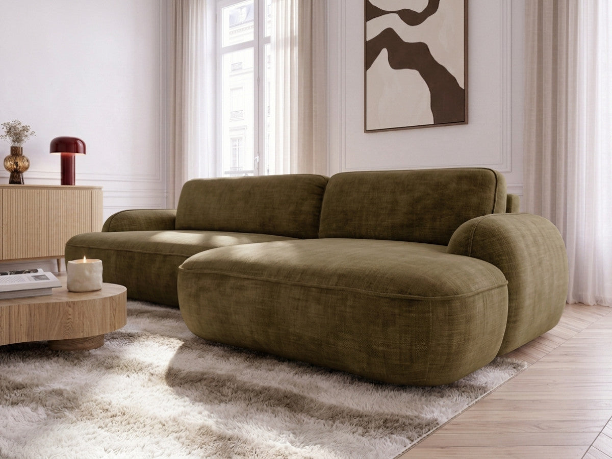 Canapé d'angle convertible CELESTE tissu lisse