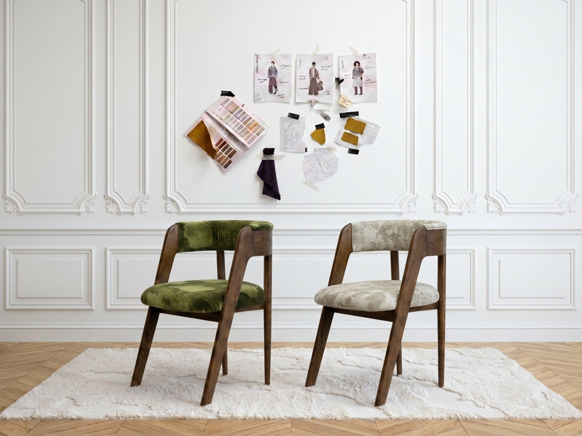 Set van BASTIDE-stoelen van zijdezachte fluwelen stof