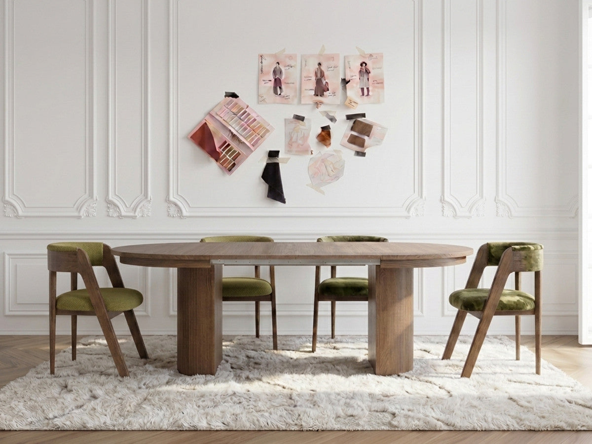 Ensemble PRADO avec table à manger extensible 110 à 210 cm + 4 chaises BASTIDE