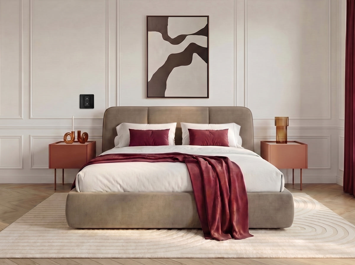 Elektrisch bed met opbergruimte MOONA in glad fluweel