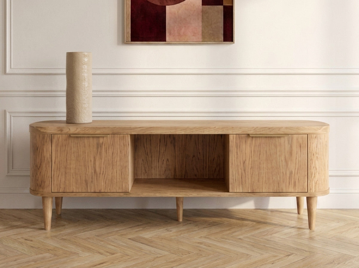 Tv-meubel 2 deuren 180 cm MAZARGUES eiken fineer
