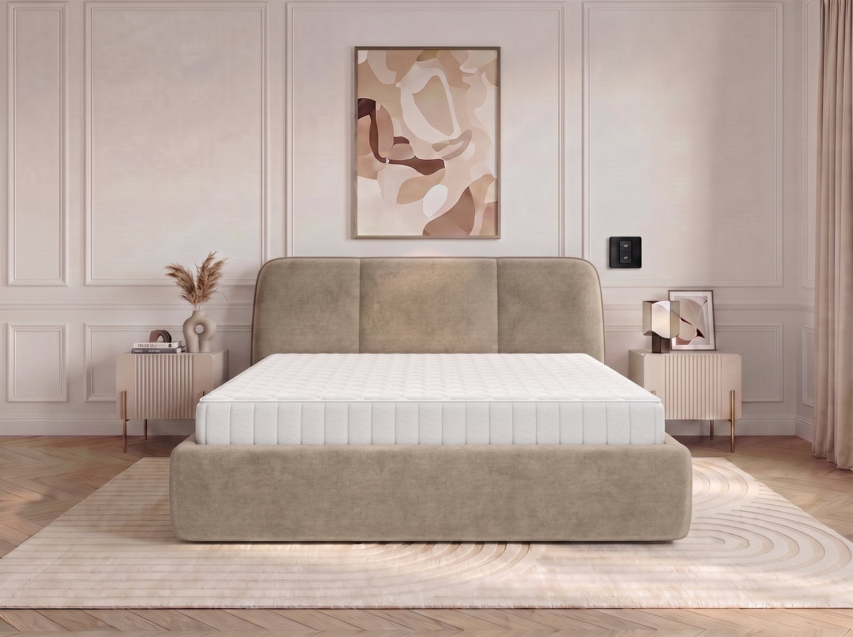 Set met elektrisch opbergbed MOONA in glad fluweel + matras