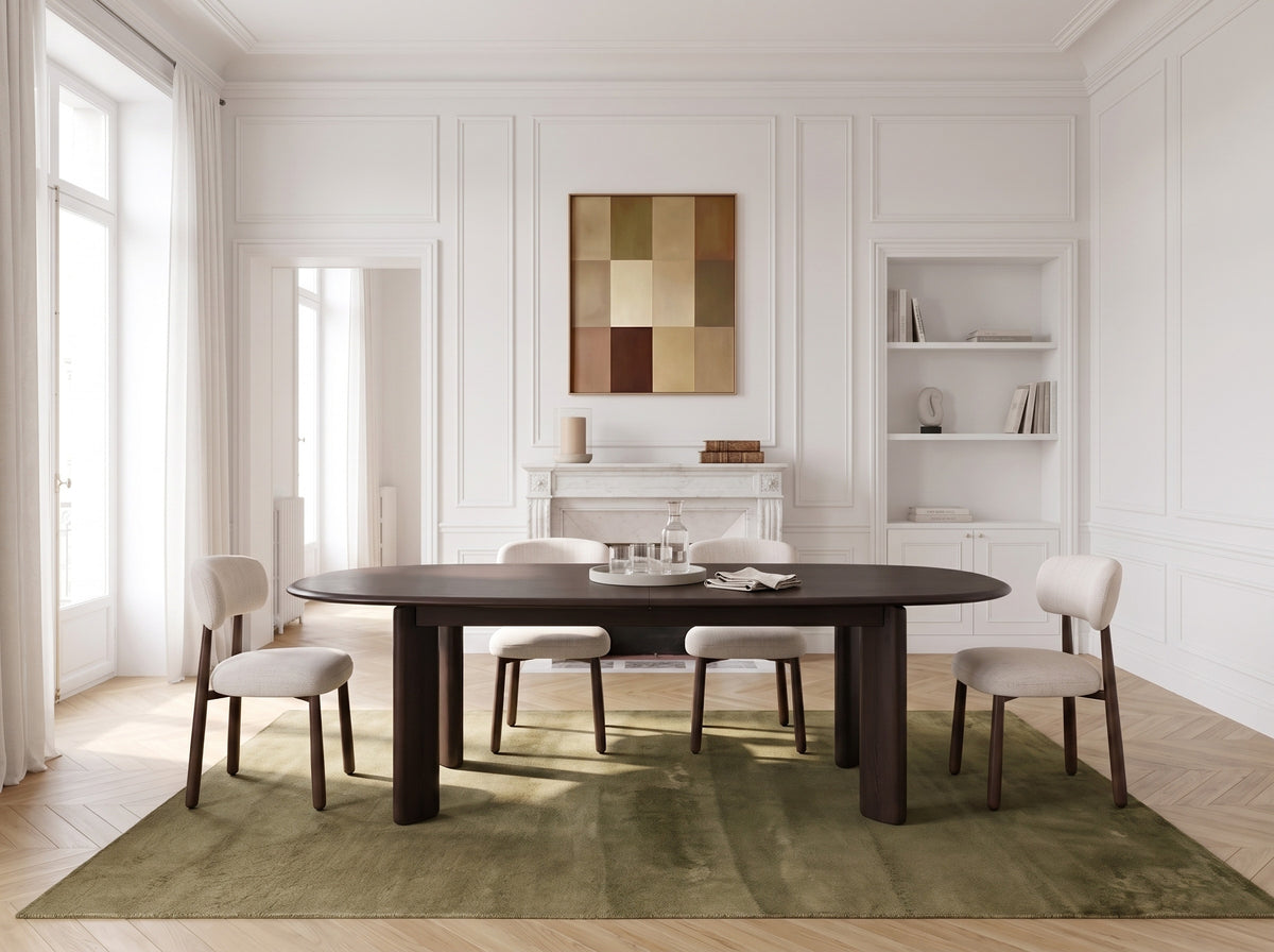 GRACE set met verlengbare eettafel 220 tot 280 cm + sets van DAUPHINE stoelen
