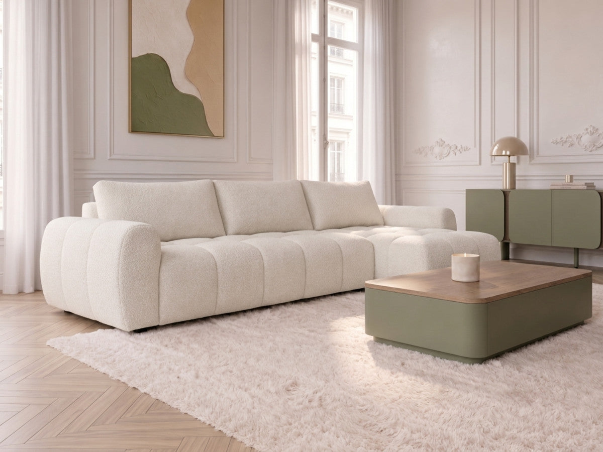 Canapé d'angle réversible convertible coffre FUJI ouverture express tissu chiné