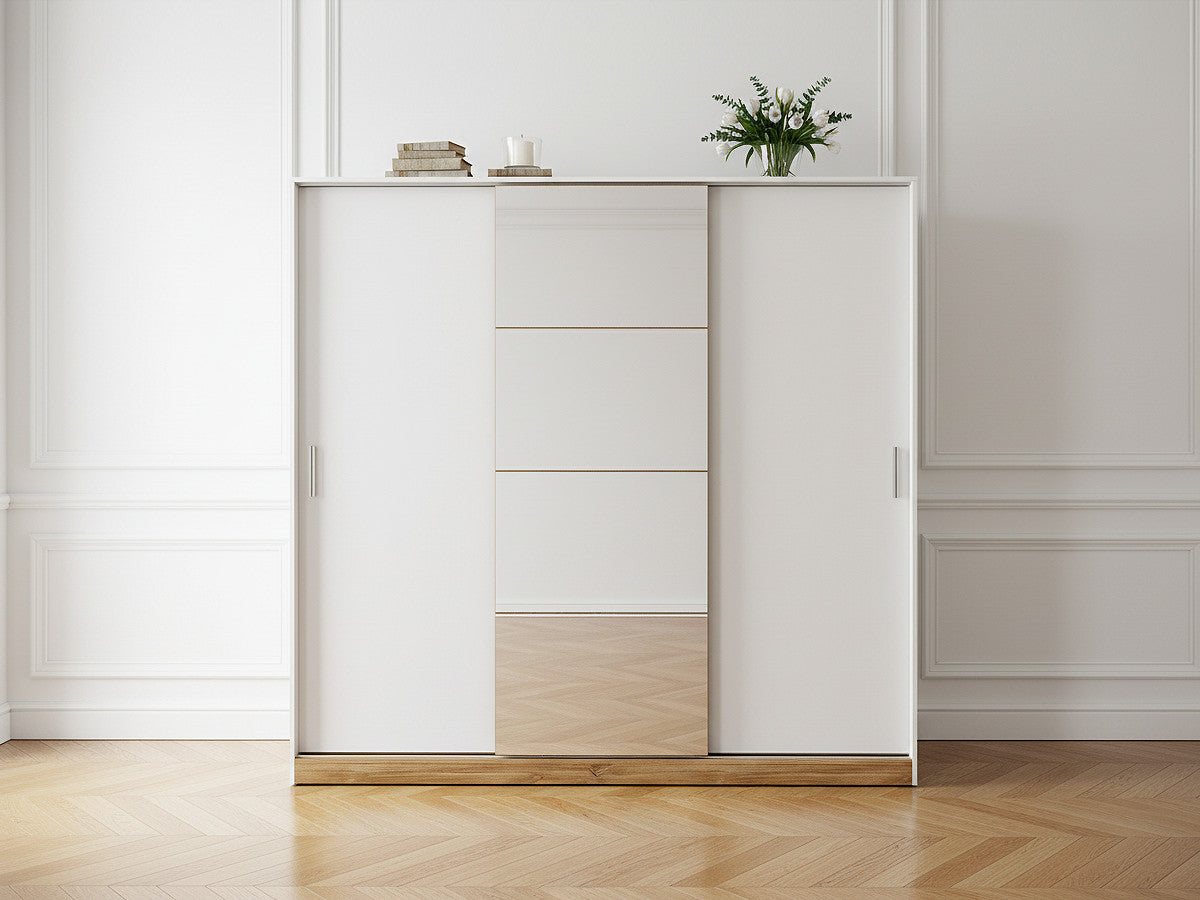 Armoire L220 cm ZENITA Blanc et chêne