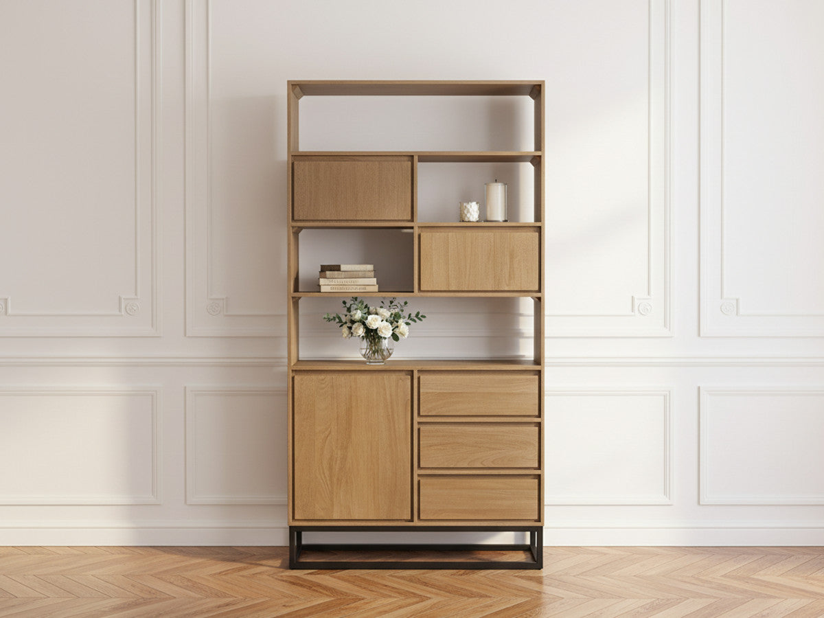 Bibliothèque H.190 cm BERGERAC bois massif de manguier