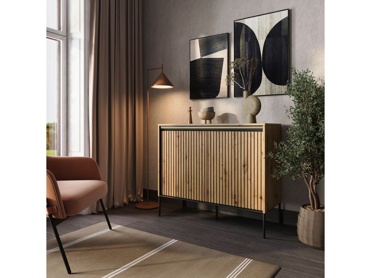 Buffet 2 portes 100 cm LENARA avec tasseaux et LED