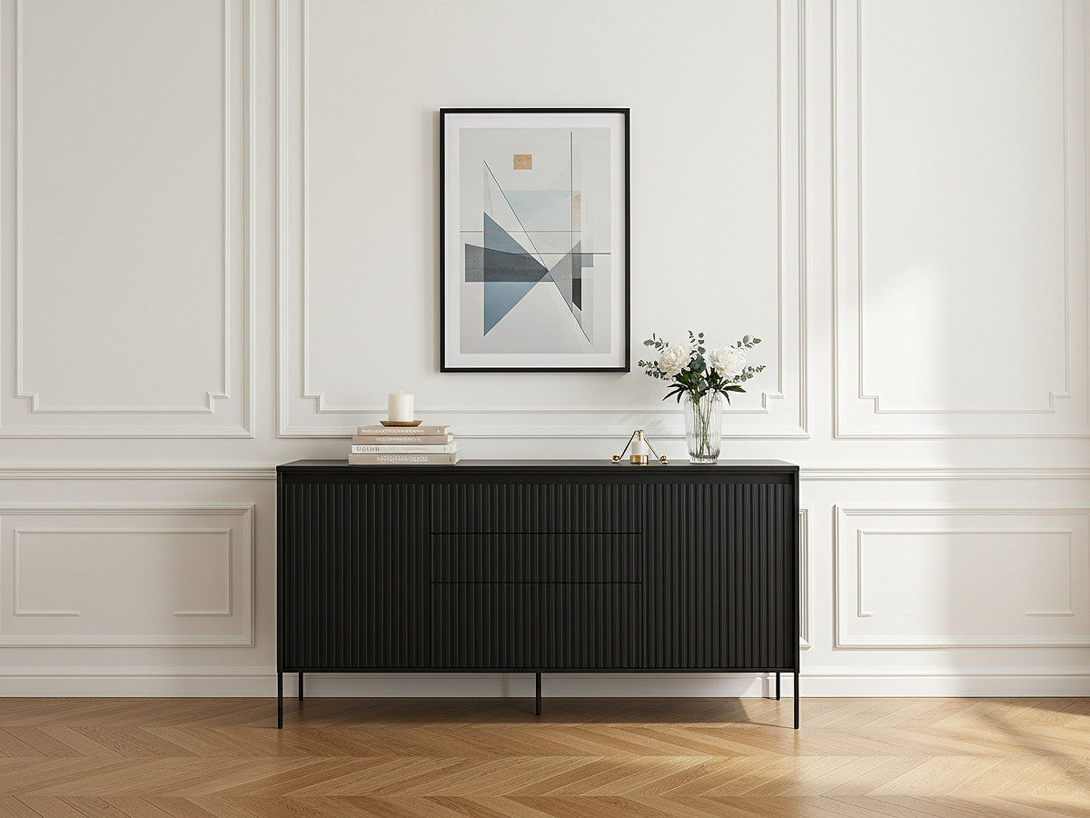 Buffet 2 portes 166 cm LENARA avec tasseaux et LED