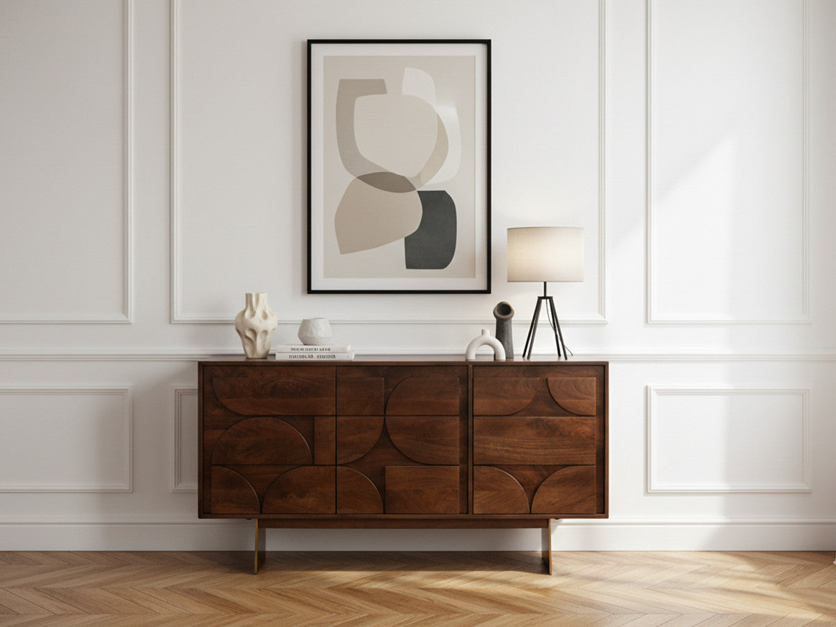 BERENICE dressoir met 3 deuren, 145 cm, massief mangohout