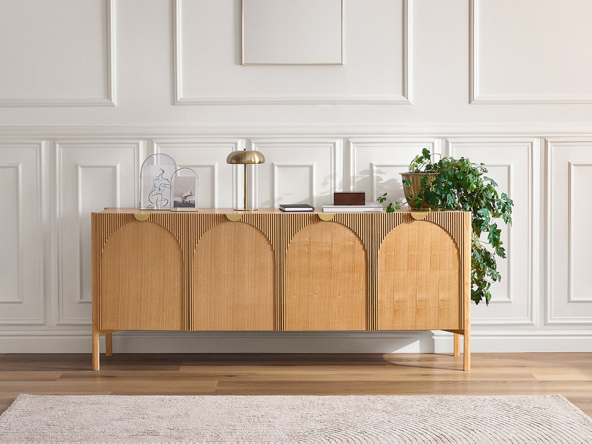 LOLA 4-deurs dressoir 178 cm afgerond patroon en massief essenfineer