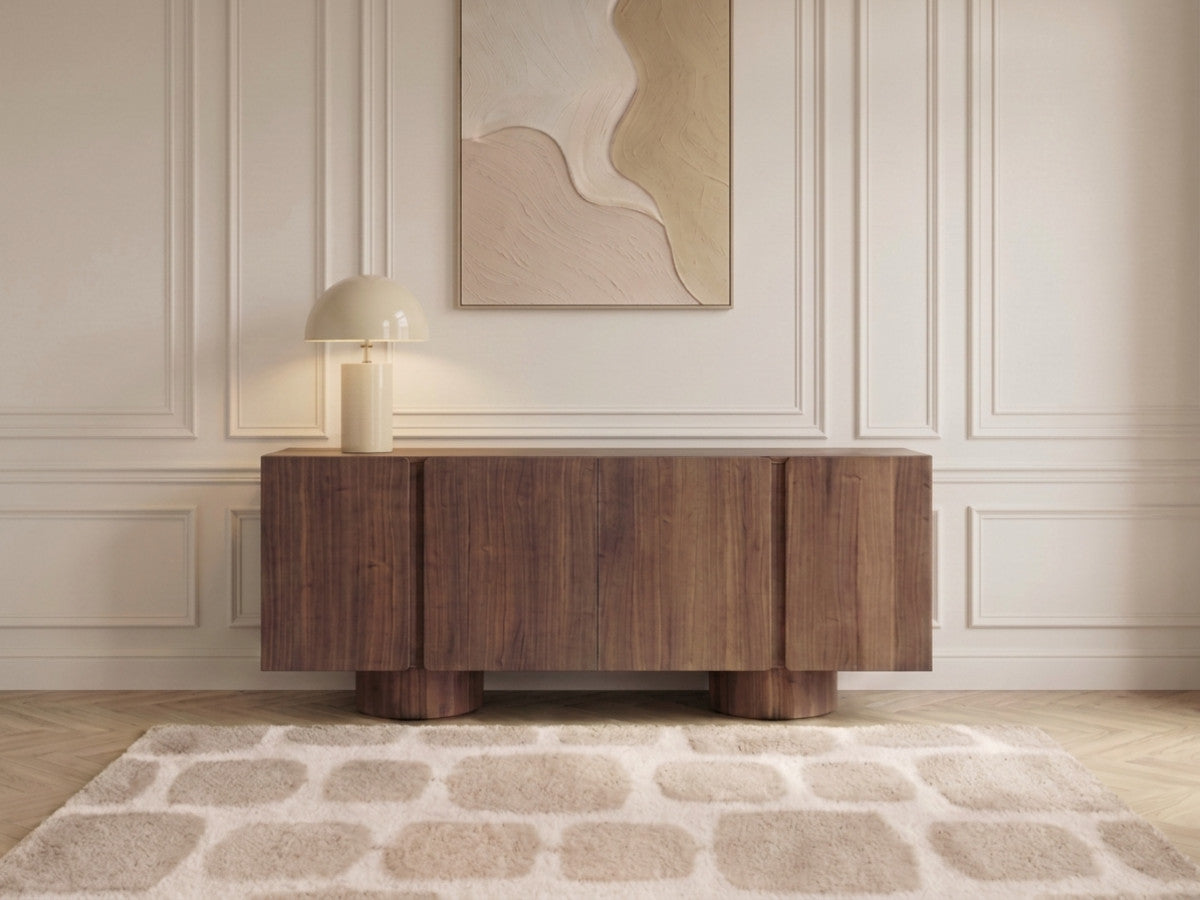 Buffet 4 portes 180 cm BOURBON placage noyer massif