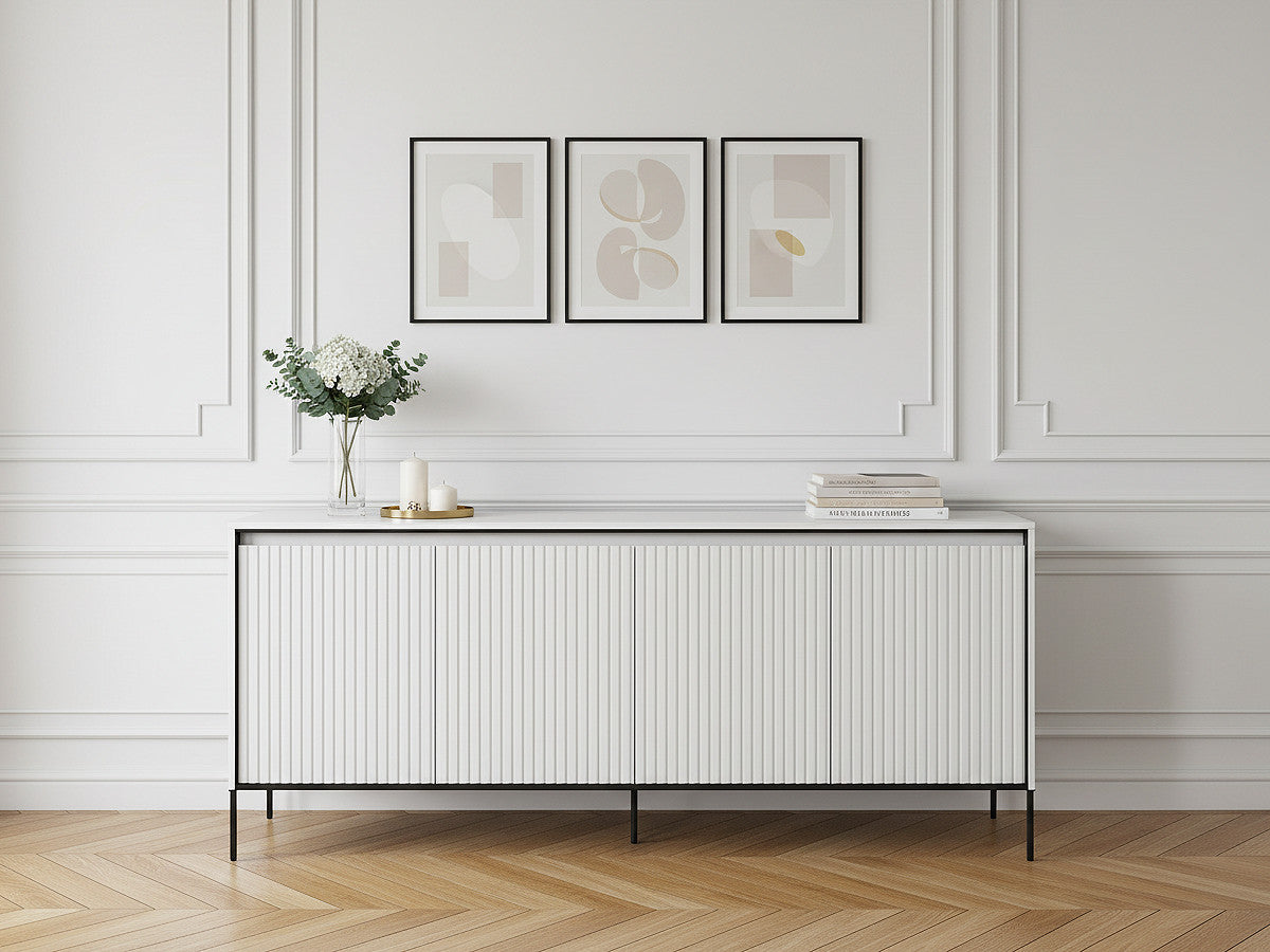 LENARA 4-deurs dressoir 193 cm met lamellen en ledverlichting