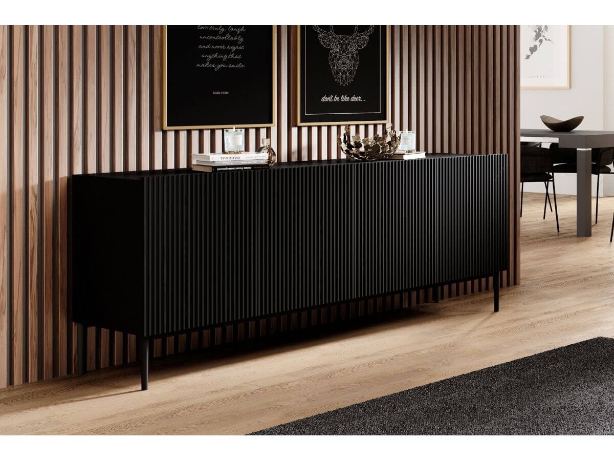 Buffet 4 portes 200 cm KASHA Pieds noir